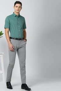 PETER ENGLAND Men Self Design Formal Green Shirt - Buy PETER ENGLAND ...