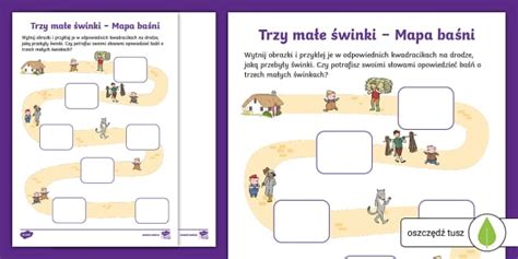 Mapa baśni | Trzy małe świnki | Wytnij i wklej