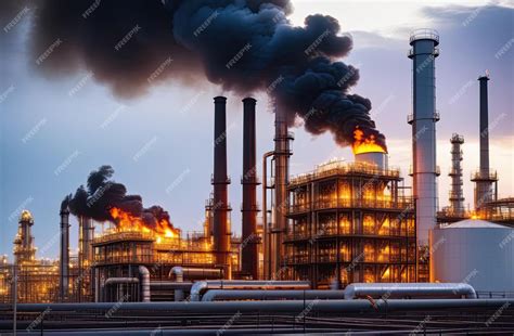 Premium Photo | Fire at an oil refinery Oil spill Explosion fire ...