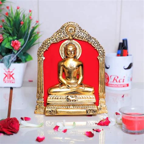 Kridaykraft Metal Mahaveer On Thin Metal Frame With An Antique Finish ...