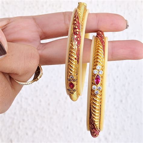 Buy Traditional Bangle Bracelet With Ivory Plastic Ring Inside the ...