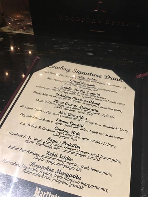 Menu at The Gambling Cowboy steakhouse, Temecula