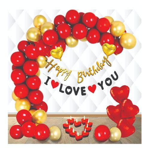 HK balloons Pack Of 72 Pcs Birthday Decoration Kit With Golden Banner I ...