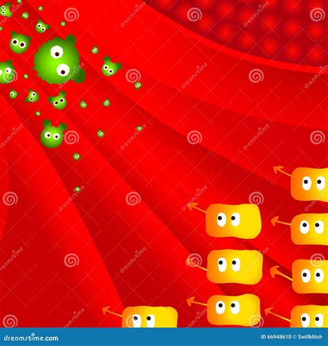 Attack of illness bacteria stock vector. Illustration of lymphocyte - 66948610