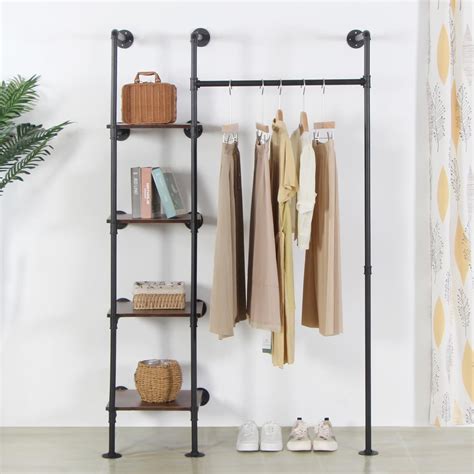 Amazon.com: EDCB Industrial Pipe Clothing Rack with Shelves, 71inch ...