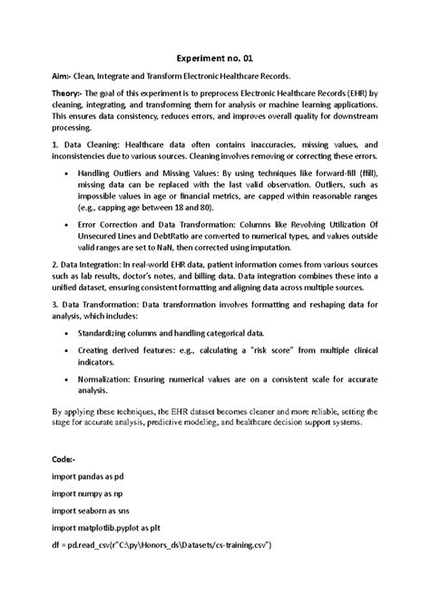 practical 1 : deep - Experiment no. 01 Aim:- Clean, Integrate and ...