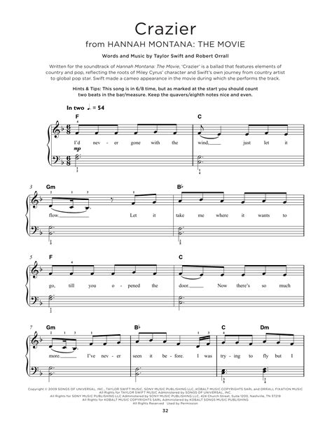 Crazier by Taylor Swift Sheet Music for Really Easy Piano at Sheet ...