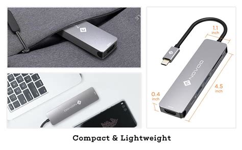 NOVOO 6 in 1 USB Type C Hub with 4K HDMI, 60W USB C PD Charging Port, 2 ...