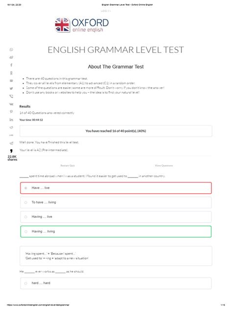 Image result for English Grammar Level Test