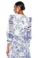 PatBO Amalfi Tie Front Cropped Top in Blue & White | REVOLVE