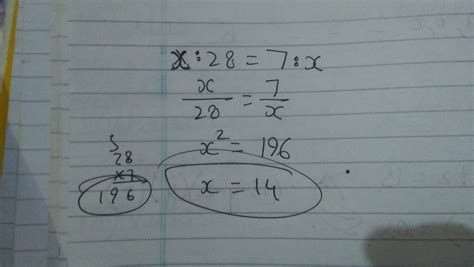 x : 28 = 7 : x Calculate the positive value of x . - Brainly.in