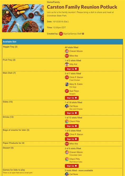 Image result for Sign Up Genius Potluck Tutorial