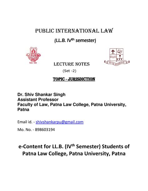 Dr. Shiv Sankar Singh - Jurisdicition - Public International LAW (LL ...