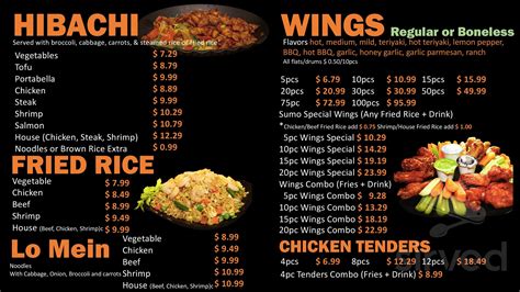 Menu for Sumo Hibachi & Wings in Johns Creek, GA | Sirved