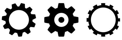 Gear icon set. Gear black and white illustration. Stock vector ...