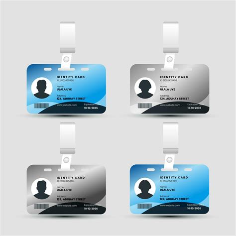 Set of user id card realistic with male and female photo templates ...