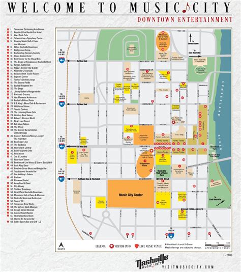 Printable Map Of Downtown Nashville