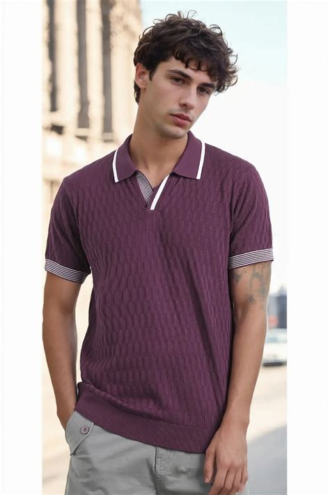 Buy Trendy Textured Polo T Shirt for Men Online In India | Nobero