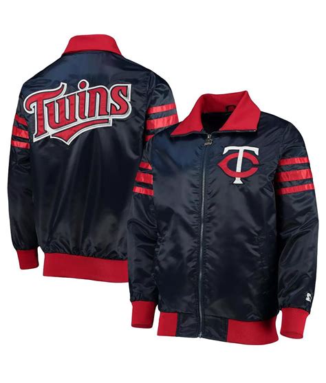 Starter Navy Blue Satin Minnesota Twins The Captain II Jacket - Jackets ...