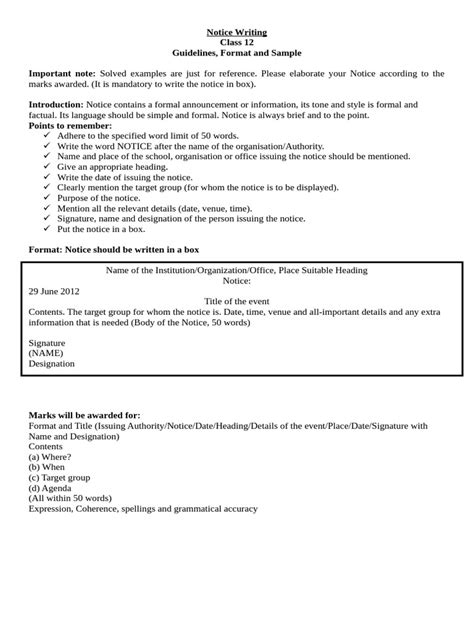 Image result for Notice Writing for Class 12