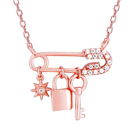 GIVA 925 Silver Rose Gold Locked in Love Necklace | Gifts for ...