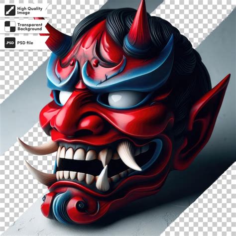 Premium PSD | Psd japanese mythology oni devil samurai mask on ...