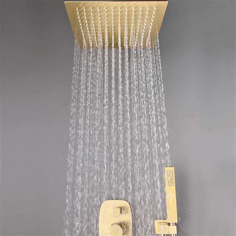 AYIVG Modern Bathroom Body Brass Brushed Gold 12 Inch Ceiling Rainfall ...
