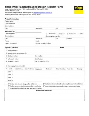 Fillable Online Residential Radiant Heating Design Request Form Fax ...