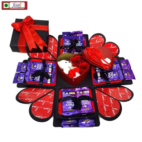 2 Layer Dairy Milk Chocolate Explosion Box with Tin Heart Box ...
