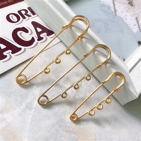 カン付き カブトピン ストールピン スカーフピン ブローチピン スカーフ留め 3カン付き アクセサリーパーツ ハンドメイドパーツ 70mm ...