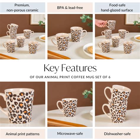 Animal Print Coffee Mug Set Of 6 220ml Online - Premium Coffee Mug ...