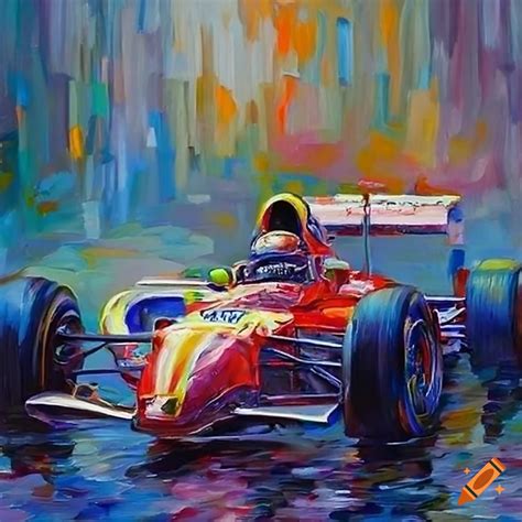 Impressionist painting of formula 1 cars on Craiyon