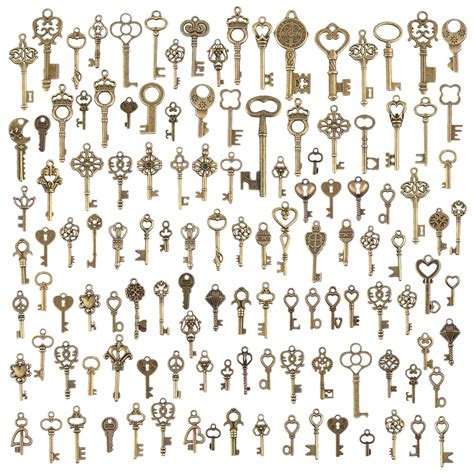 CHuangQi 125pcs/6oz Vintage Skeleton Keys Set, Steampunk Key Necklace ...