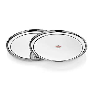 Vinod Stainless Steel Rajbhog Dish - Salad Plate, Snack Plate, Set of 6 ...