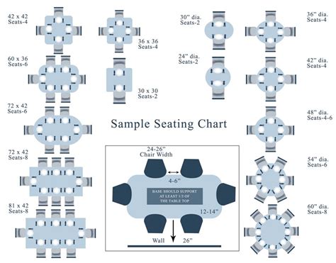 Image result for Table Size and Seating Chart