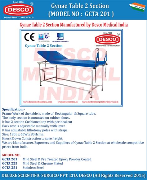 Medical Gynae Table 2 Section - Manufacturers, Exporters & Suppliers India