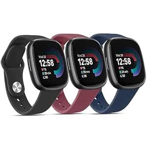 Tobfit Silicone Band for Fitbit Versa 3 4 Fitness Tracker, Soft Sport ...