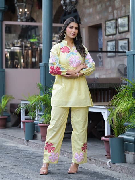 Shop Sunshine Elegance Embroidered Co-ord Set | Zolo Label – ZoloLabel