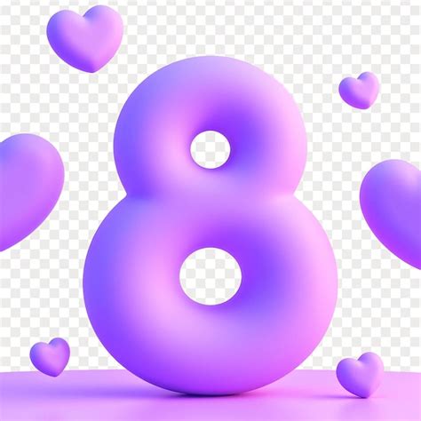 3d number 8 with hearts for international womens day | Premium PSD