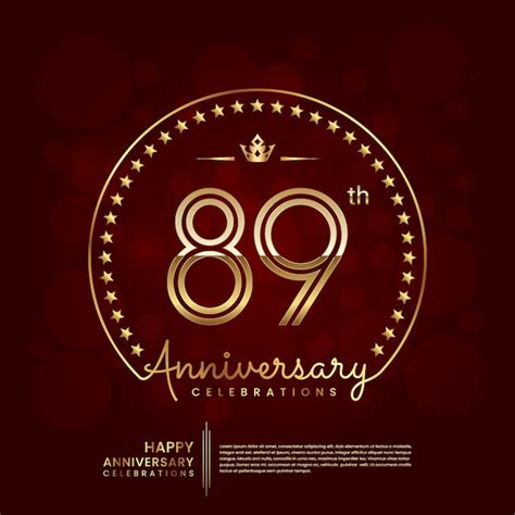 Logo zum 89-jährigen Jubiläum in goldener Farbe | Premium Vektor
