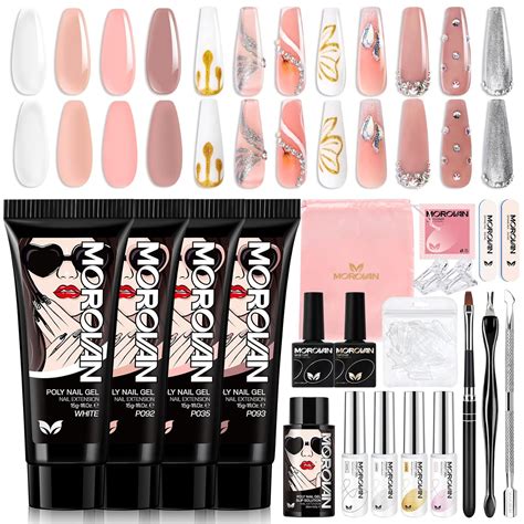 Amazon.com : Morovan Poly Gel Nail Kit - All In One Poly Extension Gel ...