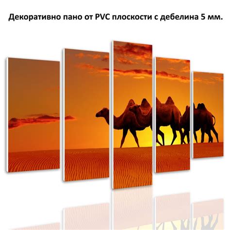 Wall decoration set of 5 parts with camels