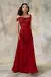 Buy Red Georgette Sweetheart Neck Embellished Gown For Women by Pooja ...