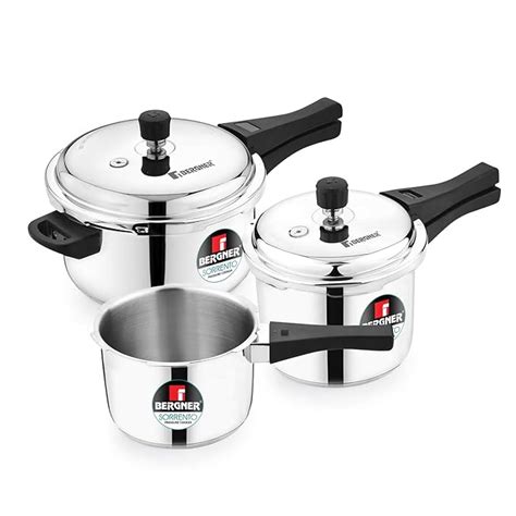 Buy Bergner Sorrento Stainless Steel Outer Lid Pressure Cooker Combo ...