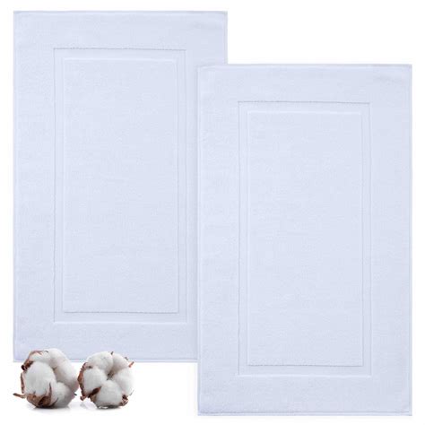 2 Pack Luxury Cotton Bath Mats Soft Absorbent Quick Dry Bathroom Floor ...