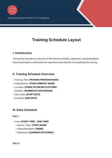 Free Training Schedule Templates, Editable and Printable