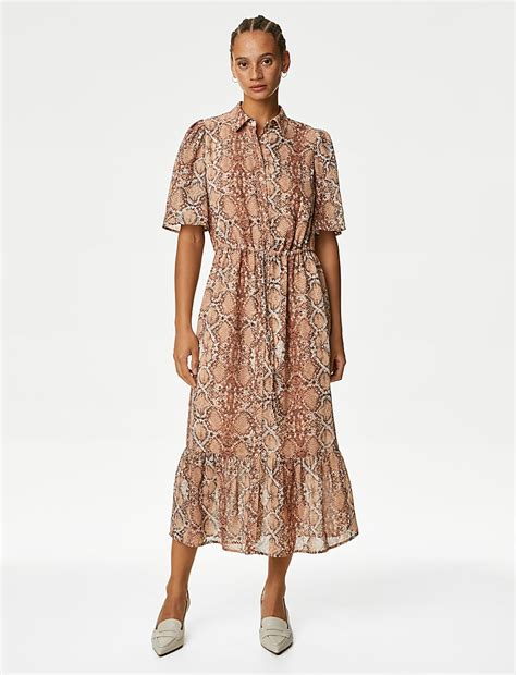 Buy Snake Print Midi Shirt Dress at Marks & Spencer