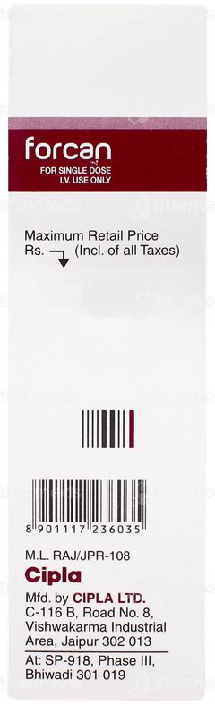 Forcan 200 Mg Infusion 100 Ml - Uses, Side Effects, Dosage, Price ...