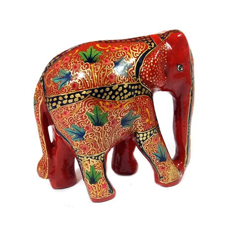 Buy India Meets India Papier Mache Red Elephant Showpiece 4 inch ...
