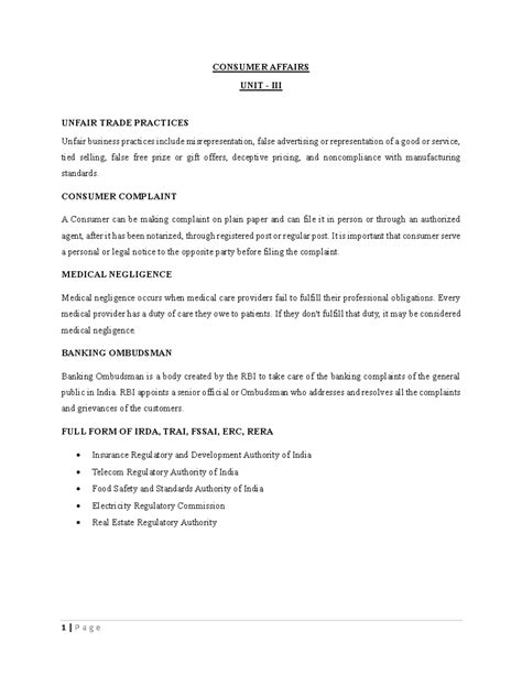 Consumer Affairs UNIT - III - CONSUMER AFFAIRS UNIT - III UNFAIR TRADE ...
